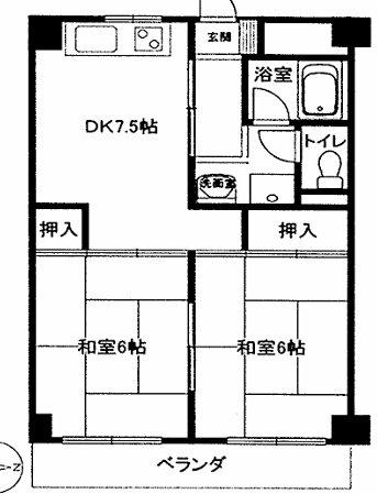 北邑ビル(2DK/5階)の間取り写真