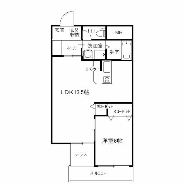 アミルV番館(1LDK/1階)の間取り写真