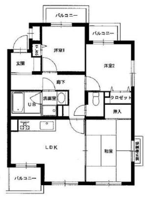 サニーパーク春日(3LDK/1階)の間取り写真