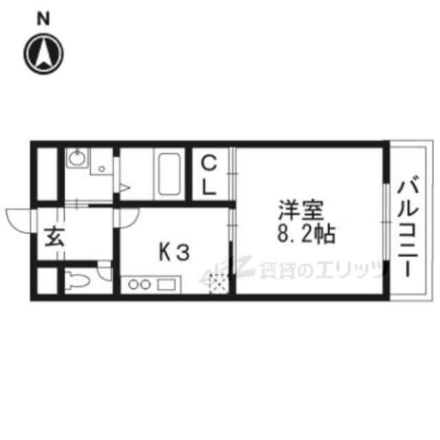 アンプルールフェールビエント高槻(1K/3階)の間取り写真