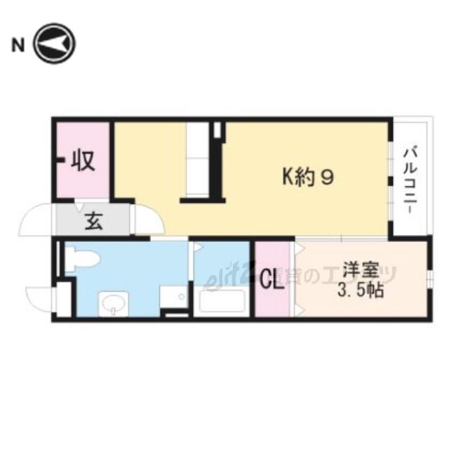 エヴァーハイム(1LDK/1階)の間取り写真