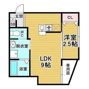 リアコート関大前Ⅱ(1LDK/2階)の間取り写真