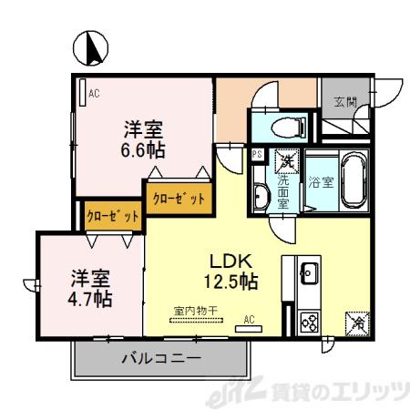 グレイスソフィア千里丘(2LDK/3階)の間取り写真