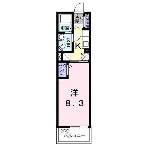 鶴野リバーサイドテラス(1K/3階)の間取り写真