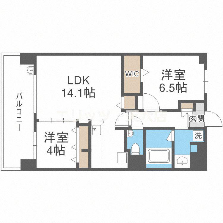ポラリス松ヶ枝(2LDK/5階)の間取り写真