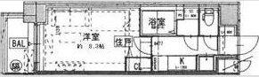 サムティ上新庄レジデンス(1K/8階)の間取り写真