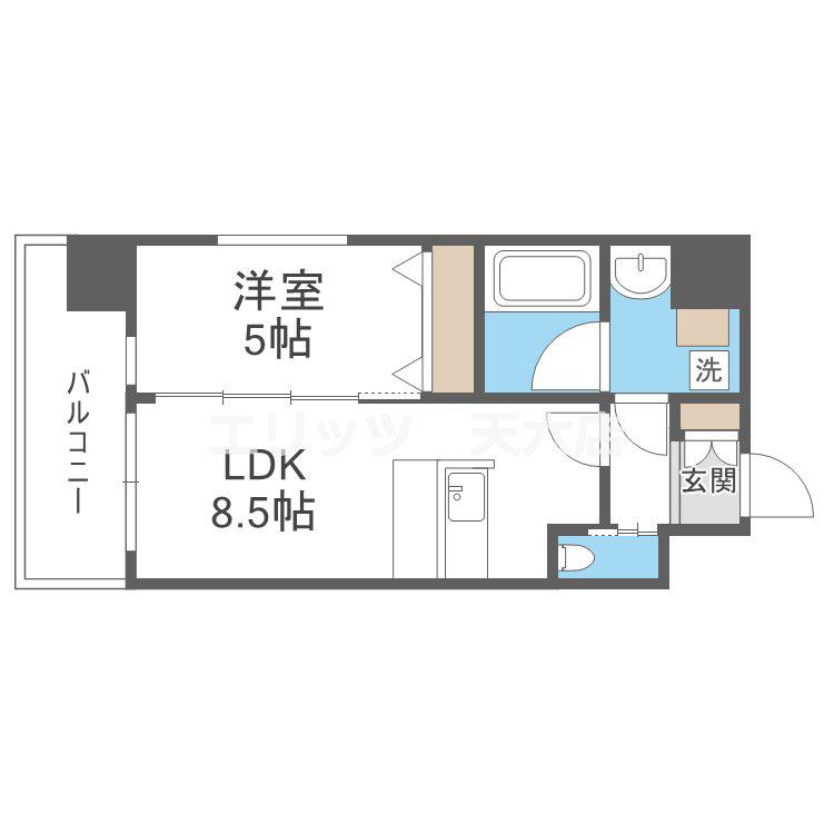 プレジオ江坂Ⅱ(1LDK/8階)の間取り写真