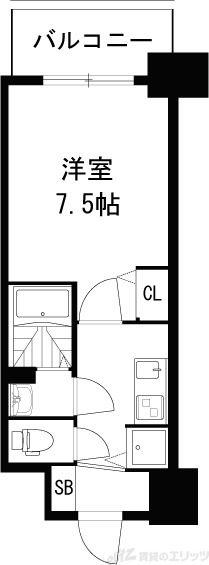 ディームス江坂(1K/6階)の間取り写真