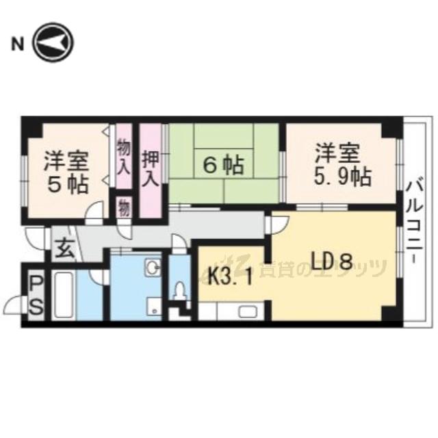 レヴェヴィラージュ(3LDK/2階)の間取り写真