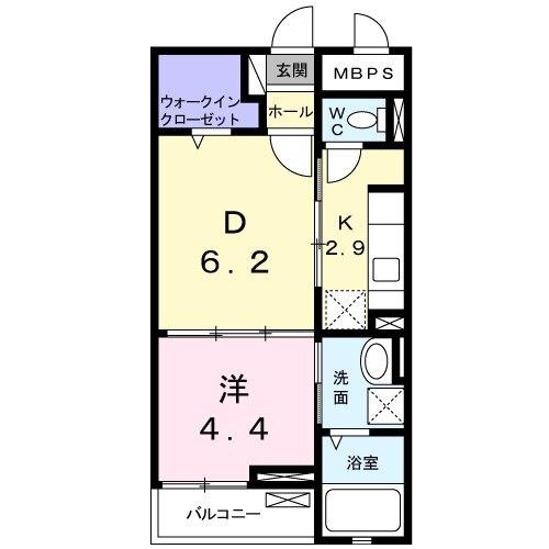 グランシャリオⅡ(1DK/2階)の間取り写真