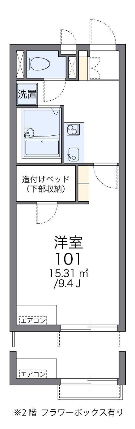レオネクスト学園前(1K/1階)の間取り写真