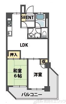 パセオ摂津Ⅰ(2LDK/3階)の間取り写真