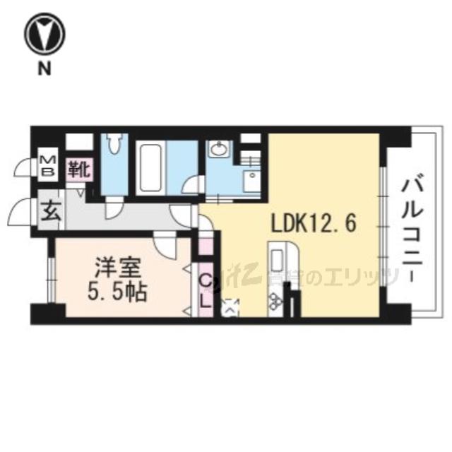 アグレアブール(1LDK/6階)の間取り写真