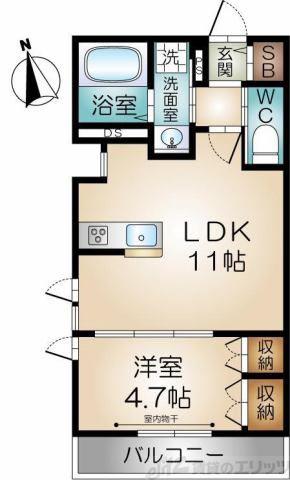 レジデンス竹橋(1LDK/1階)の間取り写真