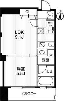 アーバンフラッツ西中島(1LDK/11階)の間取り写真