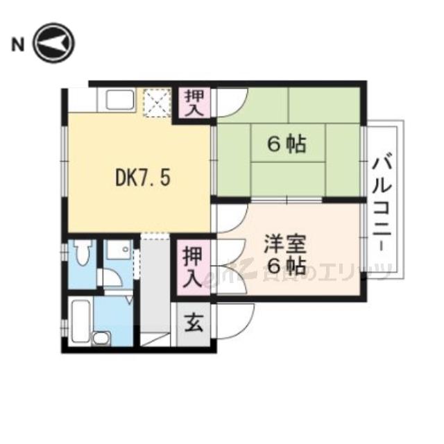 サンソレイユI(2DK/1階)の間取り写真