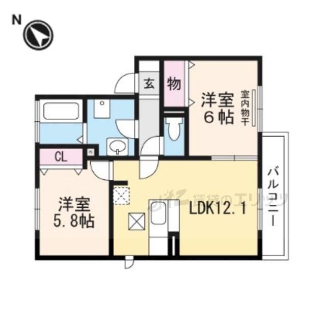 ゴラッソ(2LDK/1階)の間取り写真