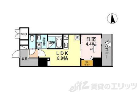 グランセジュール江坂 住居(1LDK/5階)の間取り写真