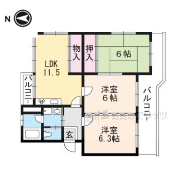 塚原台ハイツ13号棟(4DK/4階)の間取り写真