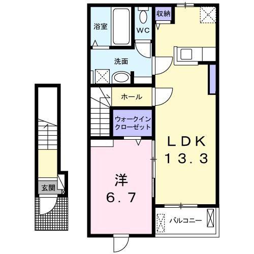 カーサ・クオーレ(1LDK/2階)の間取り写真