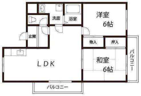 サンローゼMIYATA(2LDK/2階)の間取り写真