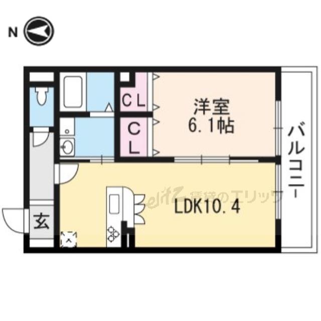 アルカディア舟木町(1LDK/3階)の間取り写真