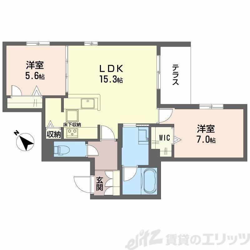 オルキデア クオーレ(2LDK/1階)の間取り写真