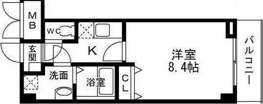 オーク南茨木(1K/4階)の間取り写真