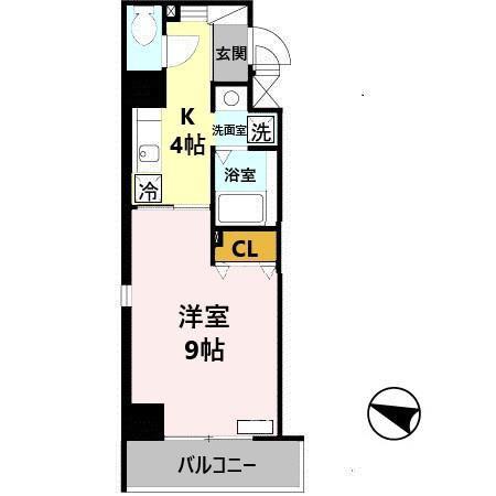 グランディールタカラ(1K/9階)の間取り写真