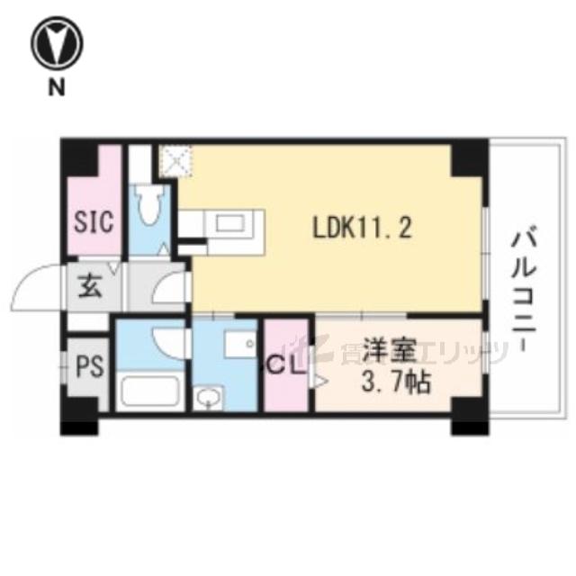 アクトタレイア茨木駅前(1LDK/2階)の間取り写真