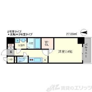 エスリード江坂垂水町(1K/9階)の間取り写真