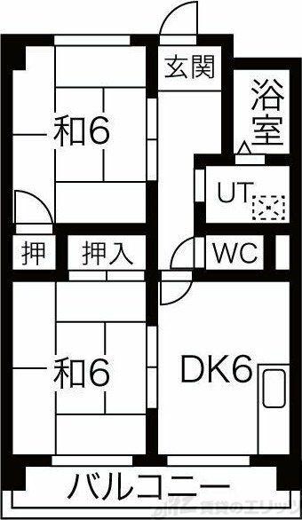 寿マンション(2DK/4階)の間取り写真