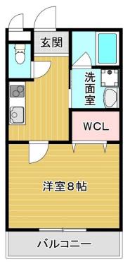 OAK中穂積(1K/2階)の間取り写真