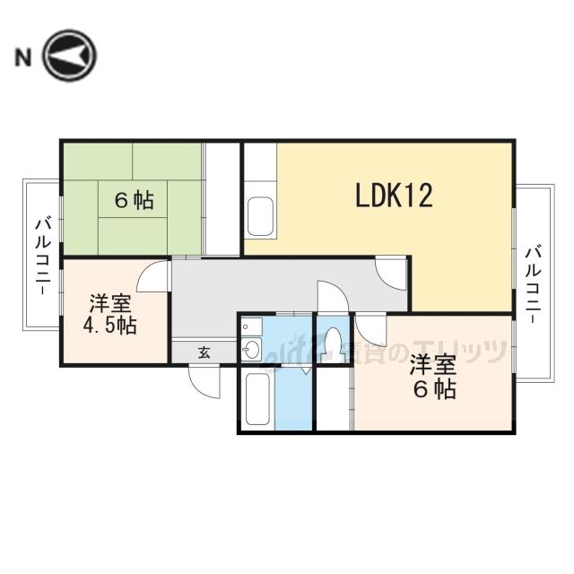 大阪モノレール彩都 阪大病院前駅 徒歩4分 2階建 築29年(3LDK/1階)の間取り写真
