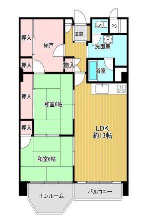 ホワイトハウス穂積(3LDK/6階)の間取り写真