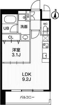 アーバンフラッツ西中島(1LDK/4階)の間取り写真