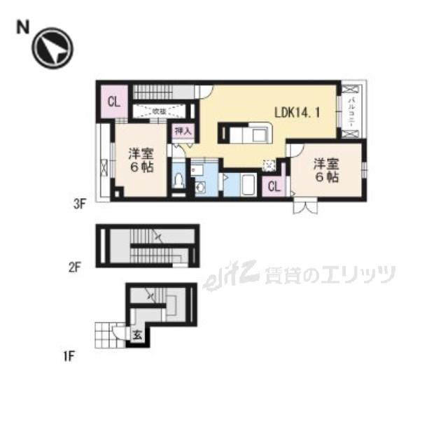 セレノアルバ(2LDK/3階)の間取り写真
