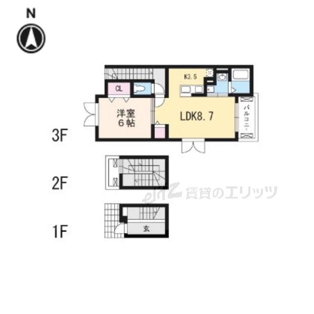ブリーゼ・エム(1LDK/3階)の間取り写真
