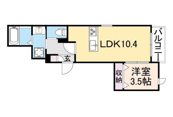 パルボヌール(1LDK/3階)の間取り写真