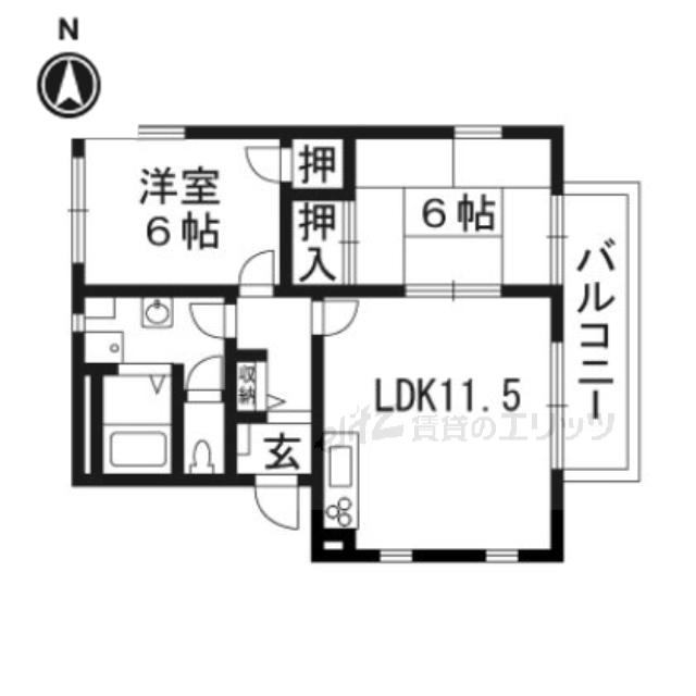 メゾンヴィータ(2LDK/1階)の間取り写真