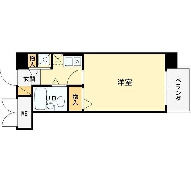 メロディーハイム淡路(1K/5階)の間取り写真