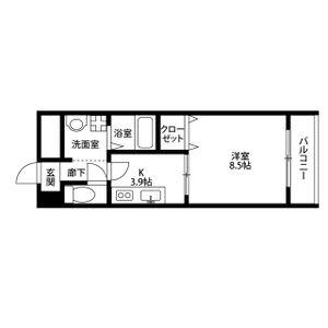 アンプルールクラージュ別府(1K/2階)の間取り写真