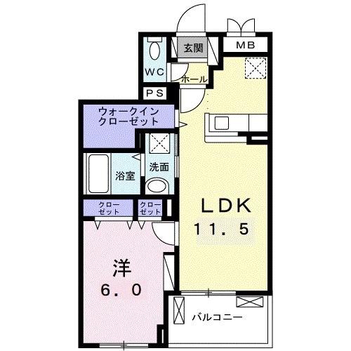 ラ・ルミエール(1LDK/4階)の間取り写真