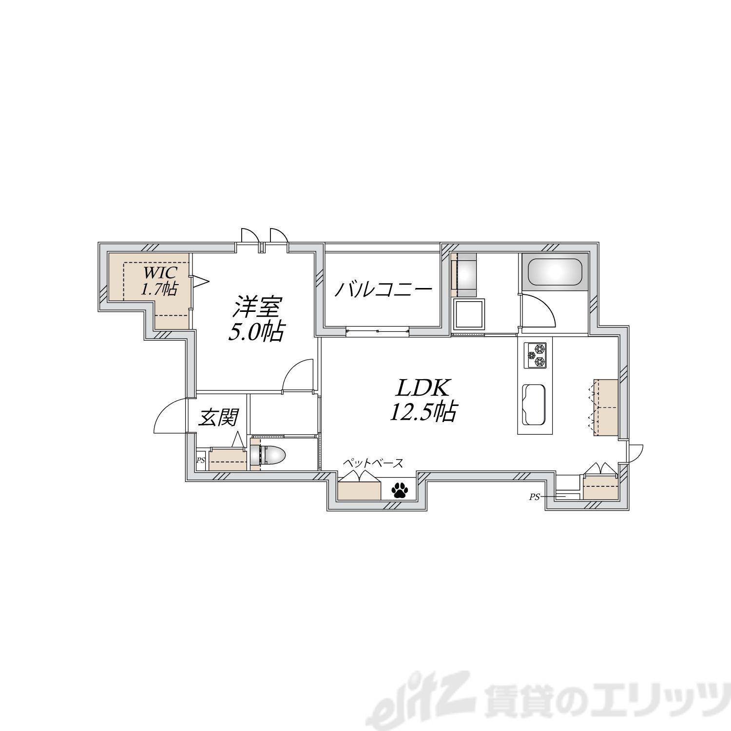 大阪市東淀川区上新庄2丁目へーベルメゾン(1LDK/2階)の間取り写真