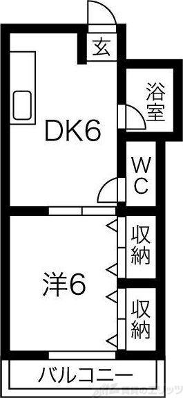 ハイツサンライズ(1DK/2階)の間取り写真