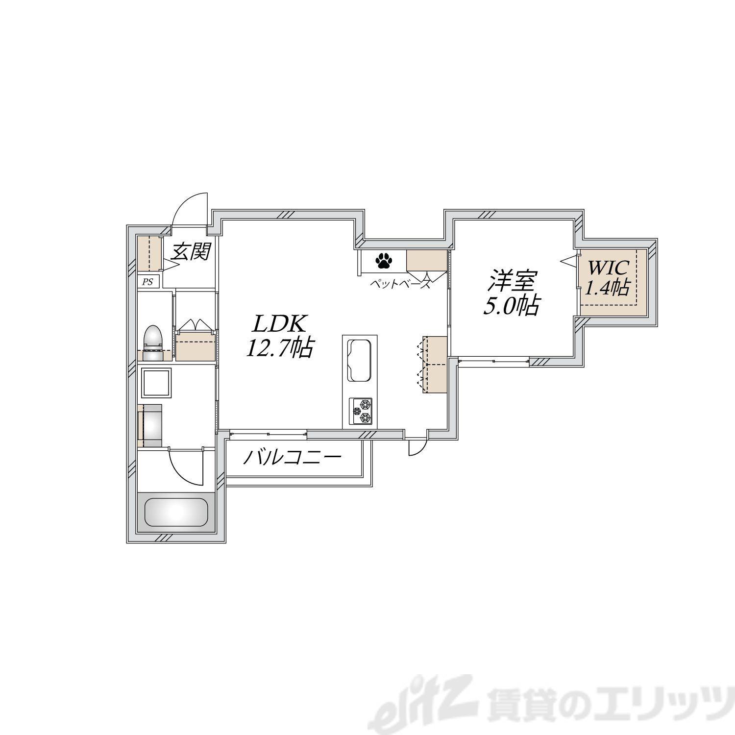 大阪市東淀川区上新庄2丁目へーベルメゾン(1LDK/2階)の間取り写真