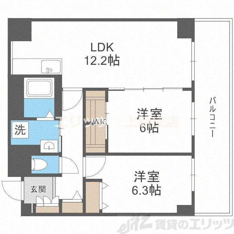 レジディア西天満(2LDK/8階)の間取り写真