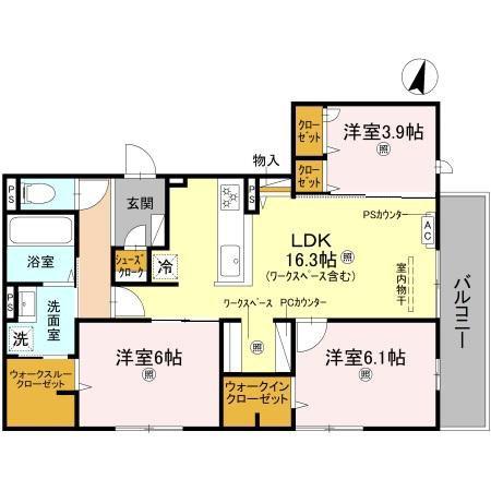 CASA. FILANTE Ⅴ(3LDK/3階)の間取り写真