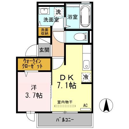セジュール・マルシェ(1DK/2階)の間取り写真