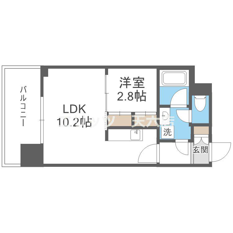 シーズンフラッツ中崎(1LDK/15階)の間取り写真